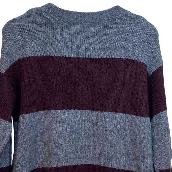 H&M L.o.g.g. Womens Sweater Small Gray Maroon Varsity Stripe NWT Acrylic Blend - Picture 5 of 8